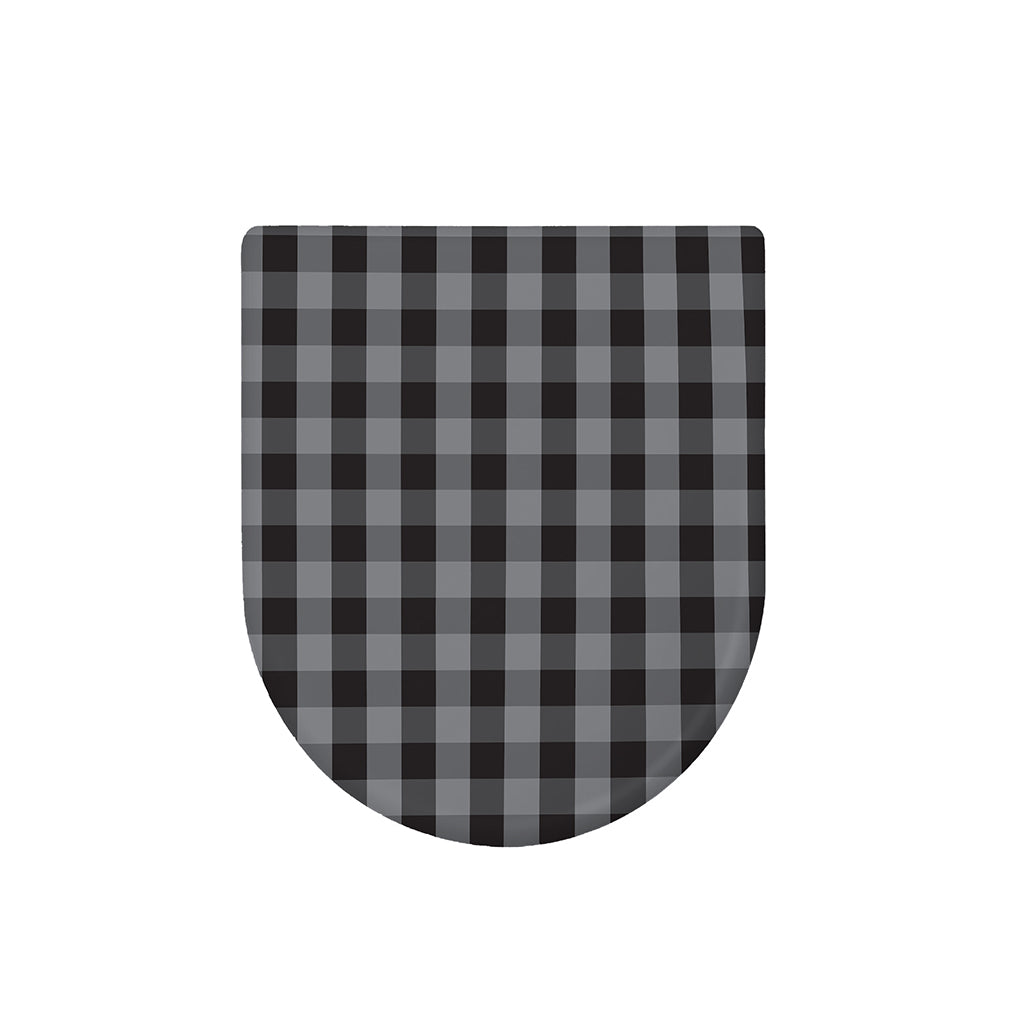 Grey And Black Check Pattern Print Toilet Lid Cover