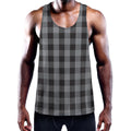 Grey And Black Check Pattern Print Men's Workout Tank Top