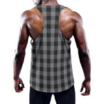 Grey And Black Check Pattern Print Training Tank Top