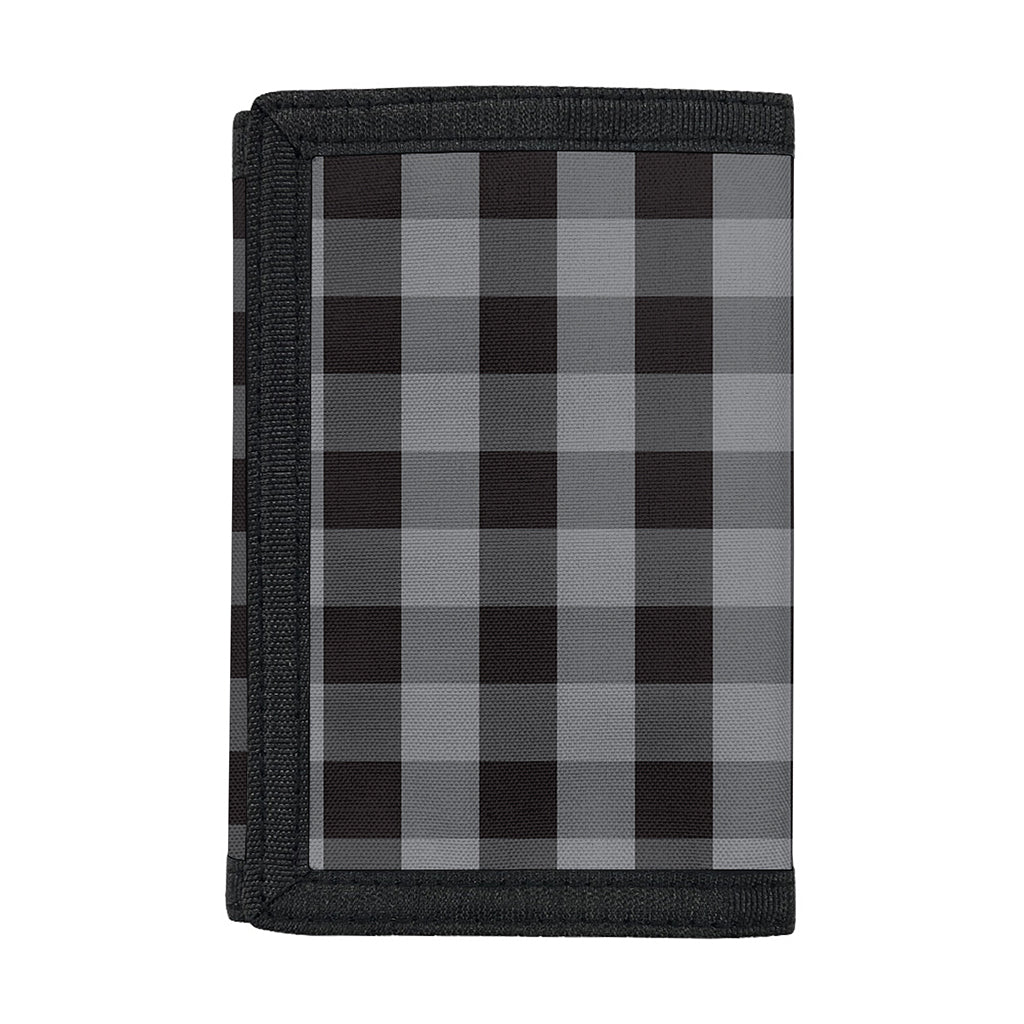 Grey And Black Check Pattern Print Trifold Wallet