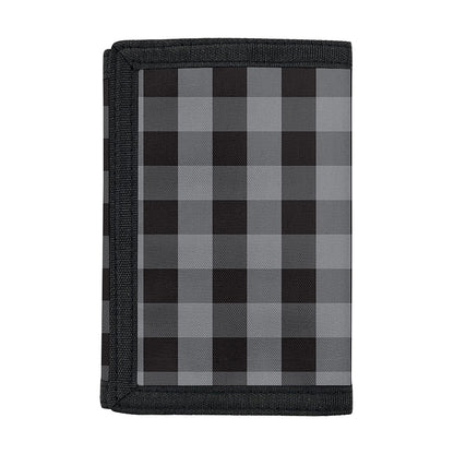 Grey And Black Check Pattern Print Trifold Wallet