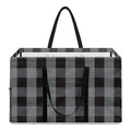 Grey And Black Check Pattern Print Utility Tote Bag