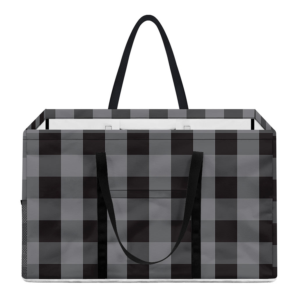 Grey And Black Check Pattern Print Utility Tote Bag