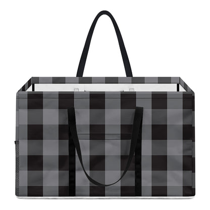 Grey And Black Check Pattern Print Utility Tote Bag