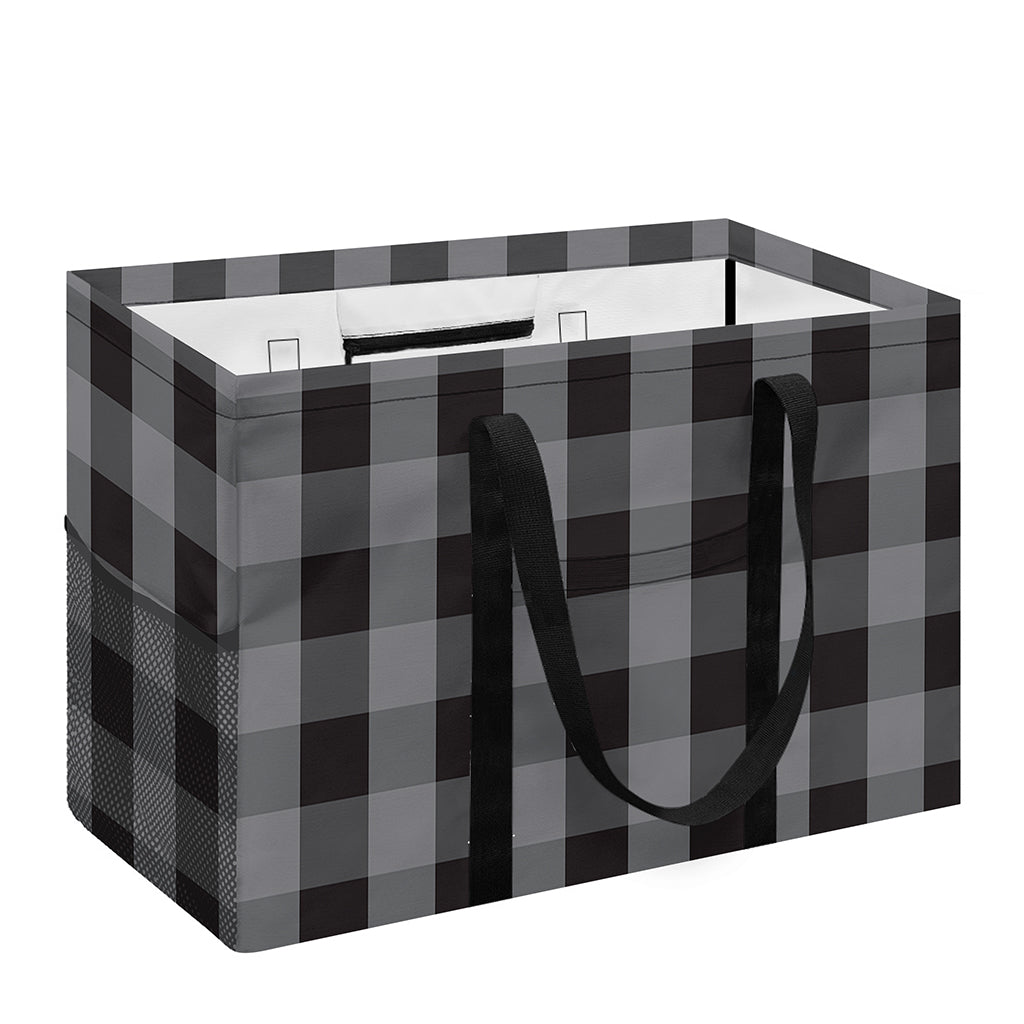 Grey And Black Check Pattern Print Utility Tote Bag