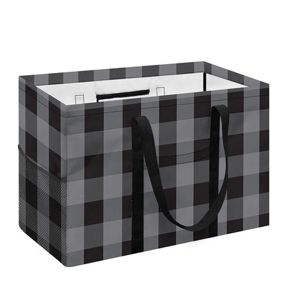 Grey And Black Check Pattern Print Utility Tote Bag