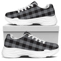 Grey And Black Check Pattern Print White Chunky Shoes