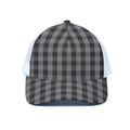 Grey And Black Check Pattern Print White Mesh Trucker Hat