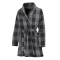 Grey And Black Check Pattern Print Women's Bathrobe