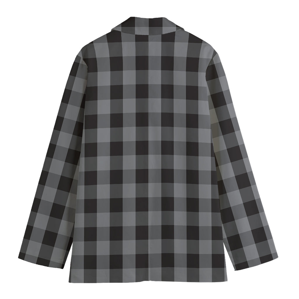 Grey And Black Check Pattern Print Women's Blazer