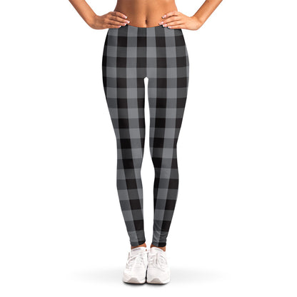 Grey And Black Check Pattern Print Women's Leggings