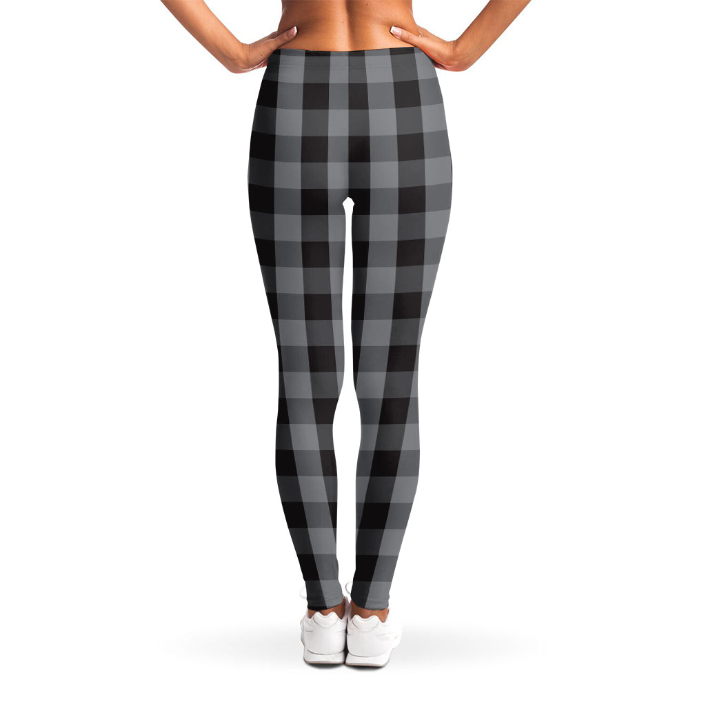 Grey And Black Check Pattern Print Women's Leggings