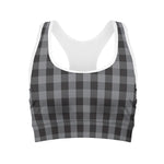 Grey And Black Check Pattern Print Women's Sports Bra