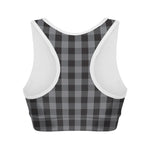 Grey And Black Check Pattern Print Women's Sports Bra