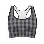 Grey And Black Check Pattern Print Women's Sports Bra
