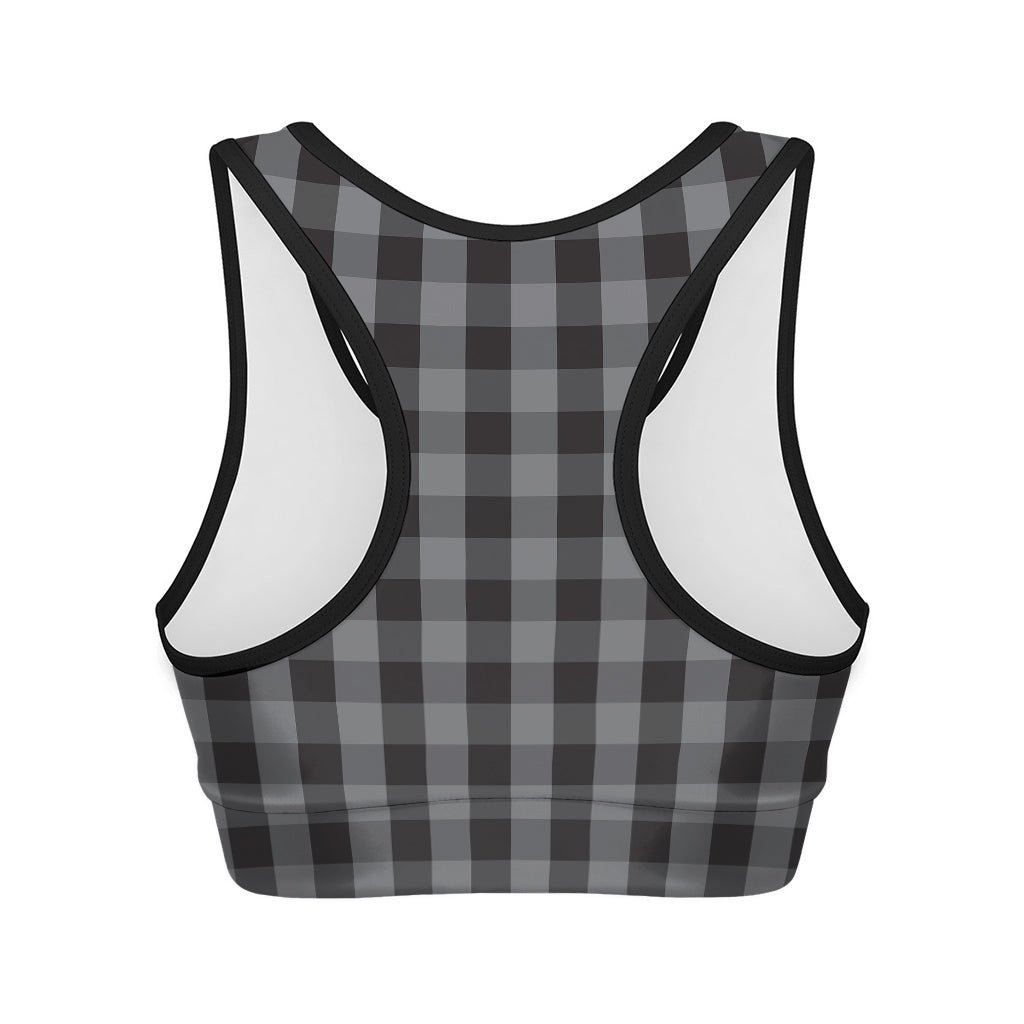 Grey And Black Check Pattern Print Women's Sports Bra