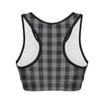 Grey And Black Check Pattern Print Women's Sports Bra