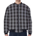 Grey And Black Check Pattern Print Zip Sleeve Bomber Jacket