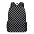 Grey And Black Checkered Pattern Print 17 Inch Backpack
