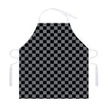Grey And Black Checkered Pattern Print Adjustable Apron