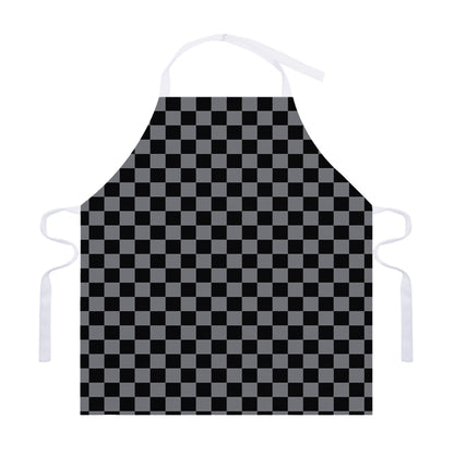 Grey And Black Checkered Pattern Print Adjustable Apron