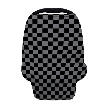 Grey And Black Checkered Pattern Print Baby Seat Cover