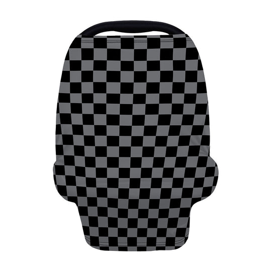 Grey And Black Checkered Pattern Print Baby Seat Cover