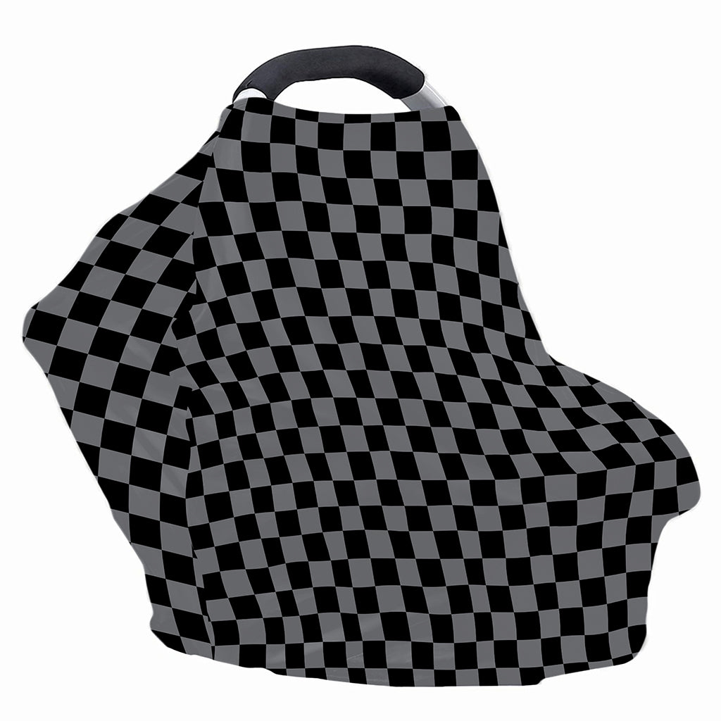 Grey And Black Checkered Pattern Print Baby Seat Cover