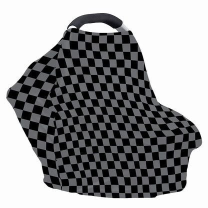 Grey And Black Checkered Pattern Print Baby Seat Cover