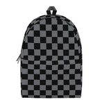 Grey And Black Checkered Pattern Print Backpack