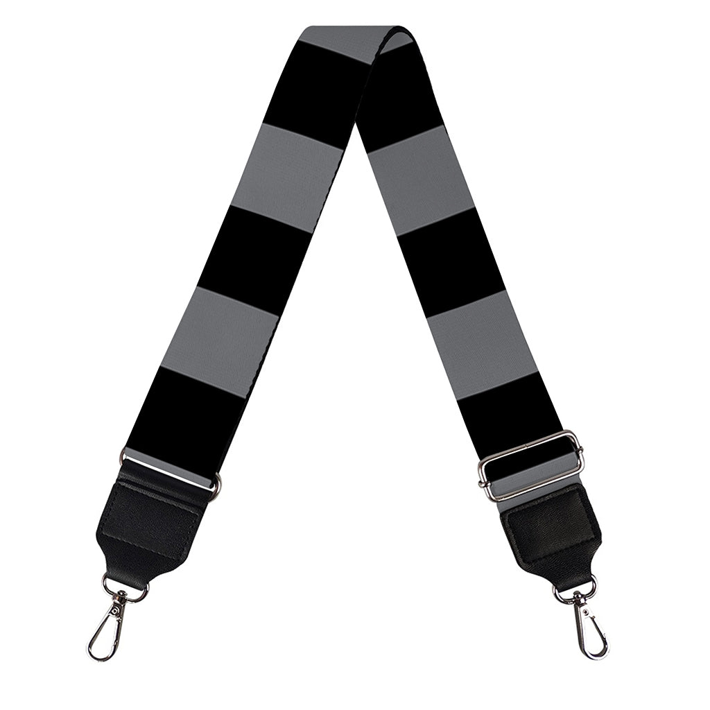 Grey And Black Checkered Pattern Print Bag Strap