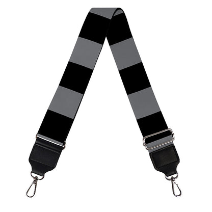 Grey And Black Checkered Pattern Print Bag Strap