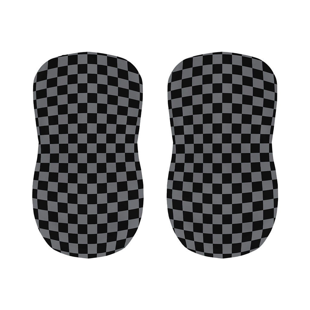 Grey And Black Checkered Pattern Print Bar Stool Covers