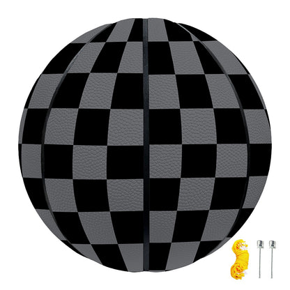 Grey And Black Checkered Pattern Print Basketball