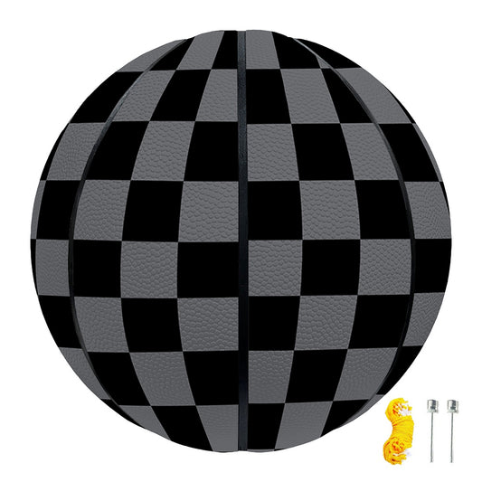 Grey And Black Checkered Pattern Print Basketball