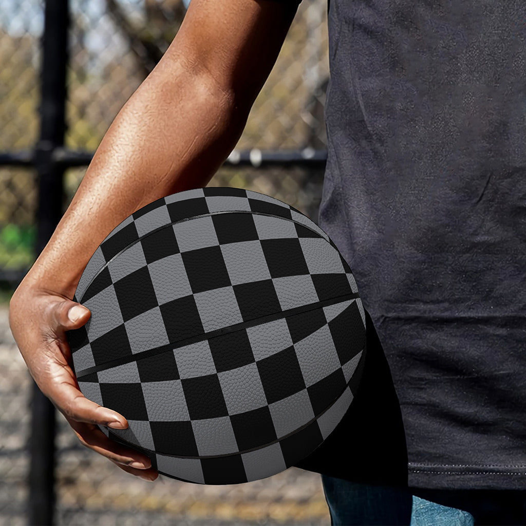 Grey And Black Checkered Pattern Print Basketball