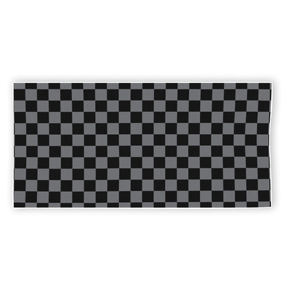 Grey And Black Checkered Pattern Print Beach Towel