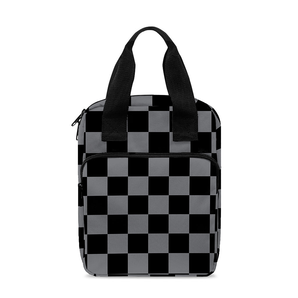 Grey And Black Checkered Pattern Print Bible Tote Bag