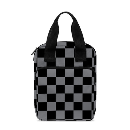 Grey And Black Checkered Pattern Print Bible Tote Bag