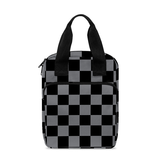 Grey And Black Checkered Pattern Print Bible Tote Bag