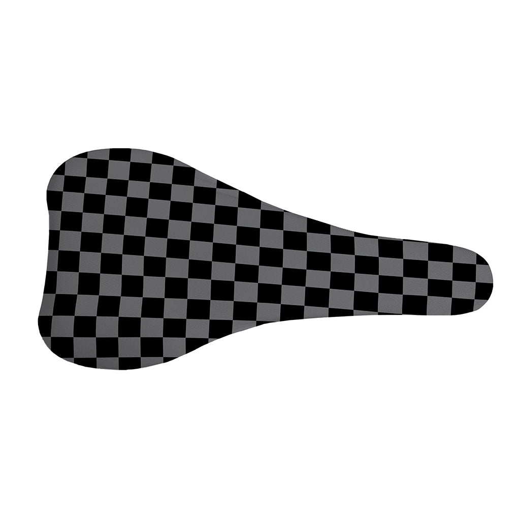 Grey And Black Checkered Pattern Print Bicycle Seat Cover