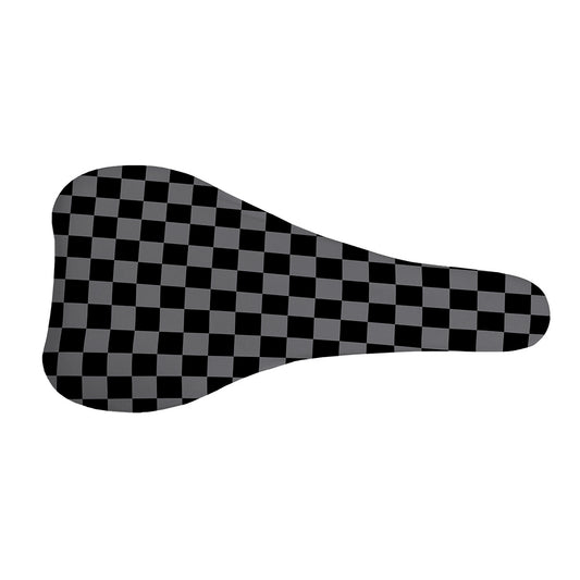 Grey And Black Checkered Pattern Print Bicycle Seat Cover
