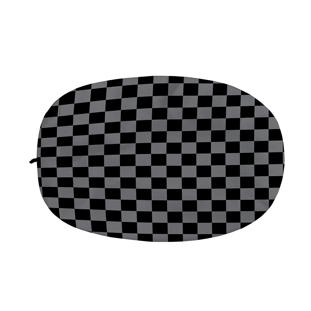 Grey And Black Checkered Pattern Print Car Side Mirror Covers