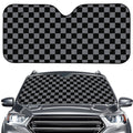 Grey And Black Checkered Pattern Print Car Windshield Sun Shade