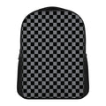 Grey And Black Checkered Pattern Print Casual Backpack