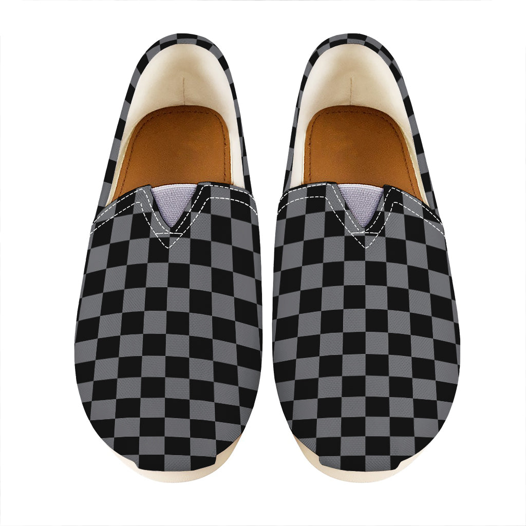 Grey And Black Checkered Pattern Print Casual Shoes