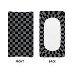 Grey And Black Checkered Pattern Print Changing Pad Cover