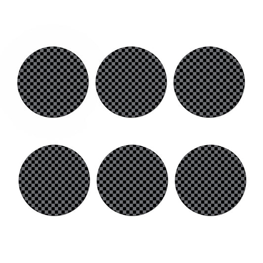 Grey And Black Checkered Pattern Print Coaster Set