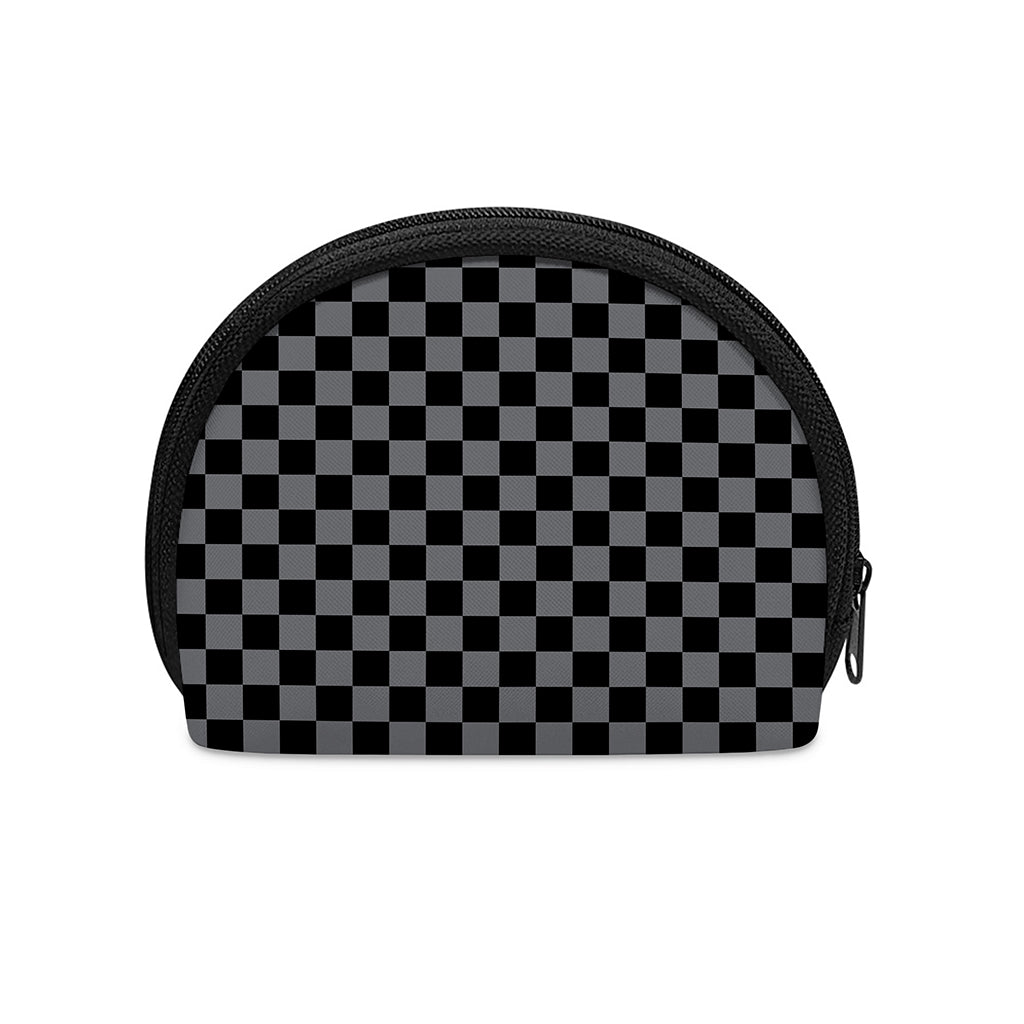 Grey And Black Checkered Pattern Print Coin Purse