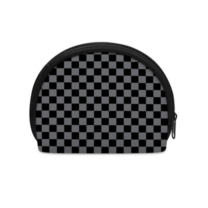 Grey And Black Checkered Pattern Print Coin Purse
